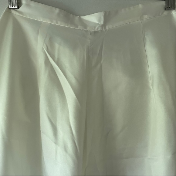 NWT Silk Maison White Slit Bell-bottom 100% Silk Pants - Size Large - Picture 4 of 11